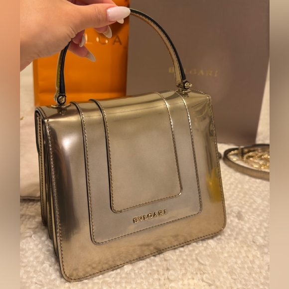 Bulgari Metallic Calfskin Serpenti Forever Top Handle Silver - Picture 7 of 10